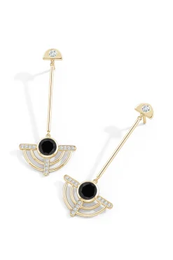 Natori Earrings|Infinity-Infinity Half Concentric 14K Gold And Black Onyx Dangle Earrings