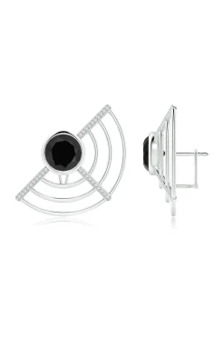 Natori Earrings|Infinity-Infinity Half Concentric Circle 14K Gold And Black Onyx Button Studs