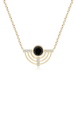Natori Necklaces|Infinity-Infinity Half Concentric Circle 14K Gold And Black Onyx Pendant Necklace