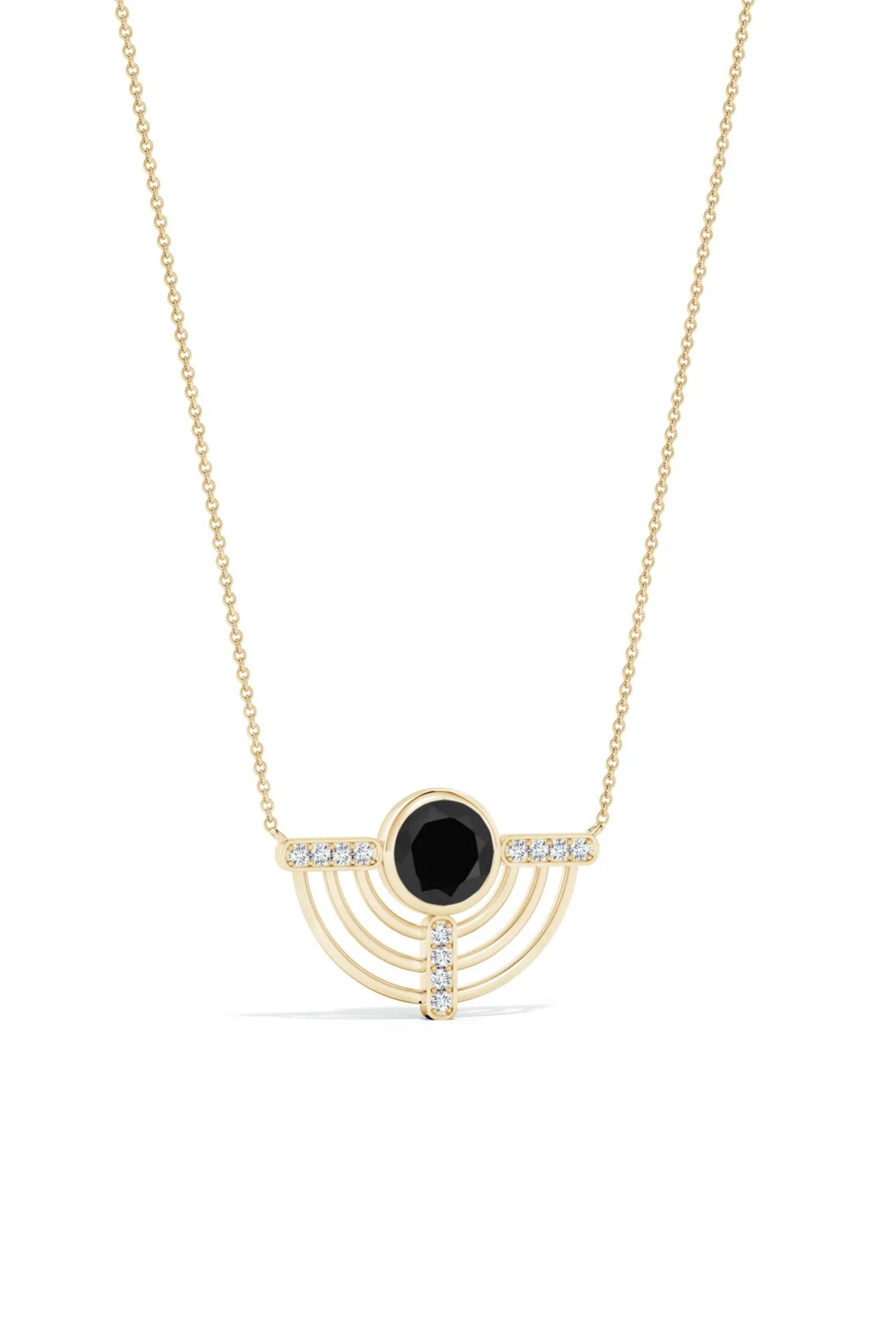 Natori Necklaces|Infinity-Infinity Half Concentric Circle 14K Gold And Black Onyx Pendant Necklace
