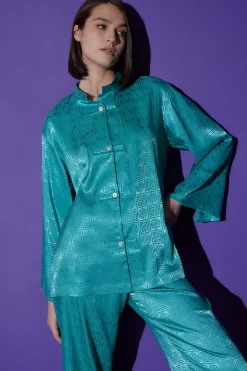 Natori Pajama Sets-Infinity Jacquard Mandarin PJ