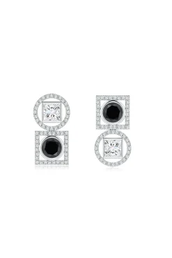 Natori Earrings|Infinity-Infinity 14K Gold With Black & White Diamond Two Stone Earrings