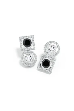 Natori Earrings|Infinity-Infinity 14K Gold With Black & White Diamond Two Stone Earrings