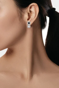 Natori Earrings|Infinity-Infinity 14K Gold With Black & White Diamond Two Stone Earrings