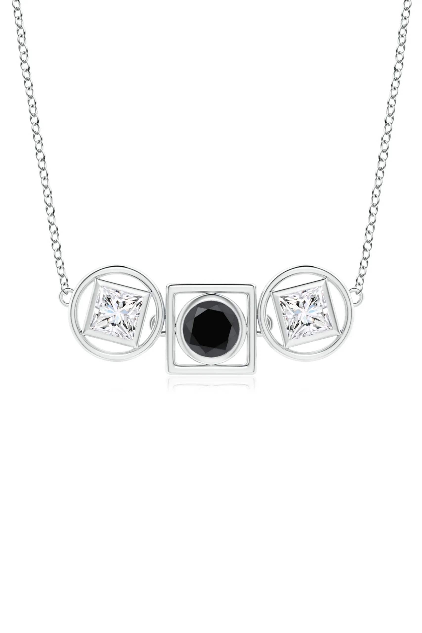 Natori Necklaces|Infinity-Infinity 14K Gold With Black & White Diamond Three Stone Necklace