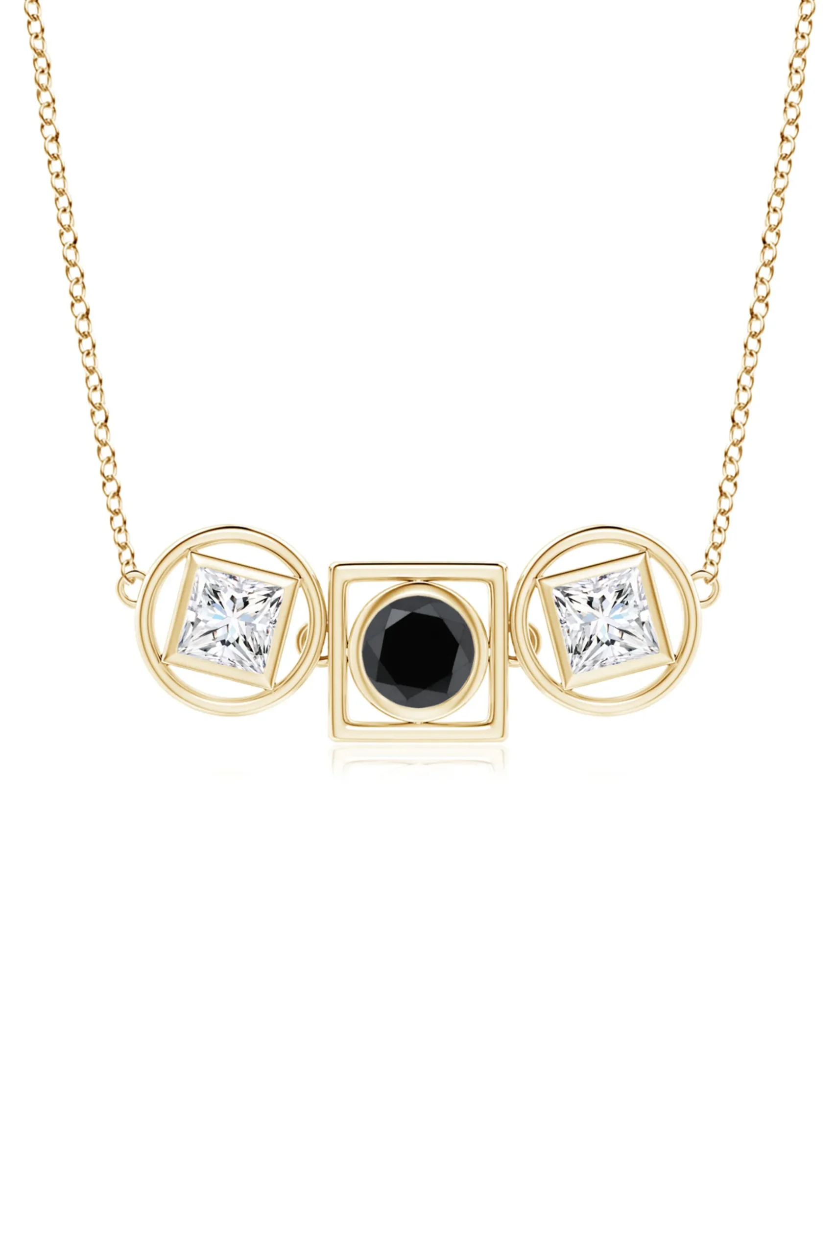 Natori Necklaces|Infinity-Infinity 14K Gold With Black & White Diamond Three Stone Necklace