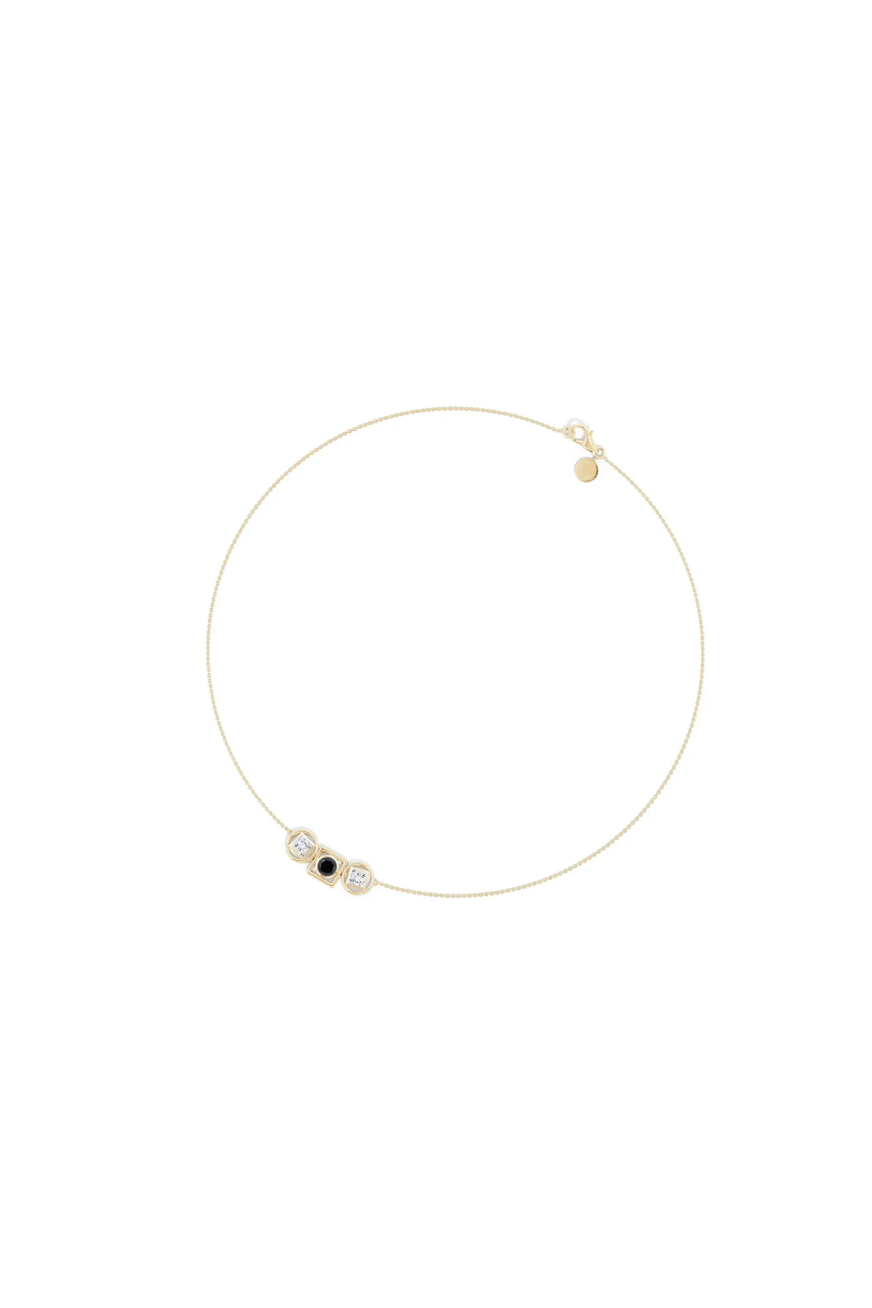 Natori Necklaces|Infinity-Infinity 14K Gold With Black & White Diamond Three Stone Necklace