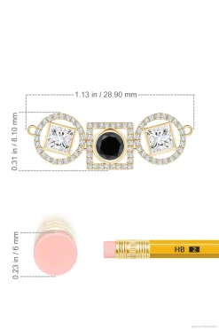 Natori Necklaces|Infinity-Infinity 14K Gold With Black & White Diamond Three Stone Halo Necklace