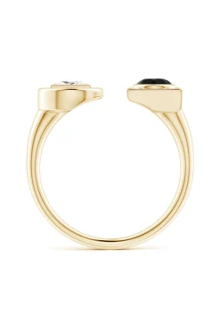 Natori Rings|Infinity-Infinity 14K Gold With Black & White Diamond Two Stone Open Ring