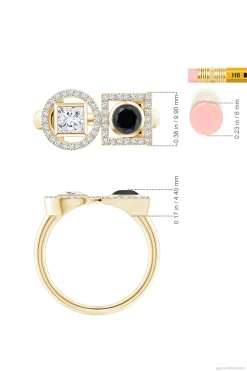 Natori Rings|Infinity-Infinity 14K Gold With Black & White Diamond Two Stone Statement Ring
