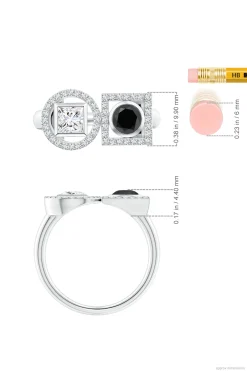 Natori Rings|Infinity-Infinity 14K Gold With Black & White Diamond Two Stone Statement Ring