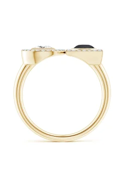 Natori Rings|Infinity-Infinity 14K Gold With Black & White Diamond Two Stone Statement Ring