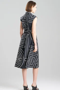 Natori Dresses-Infinity Printed Cotton Poplin Trapeze Shirtdress