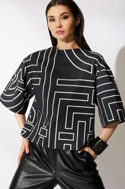 Natori Tops, Shirts & Tunics-Infinity Printed Cotton Poplin T-shirt