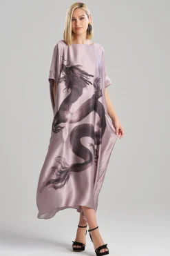 Natori Caftan Dresses-Ink Dragon Silk Caftan