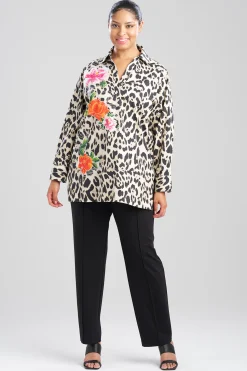 Natori Tops, Shirts & Tunics-Jaguar Cotton Poplin Embroidered Barong Shirt