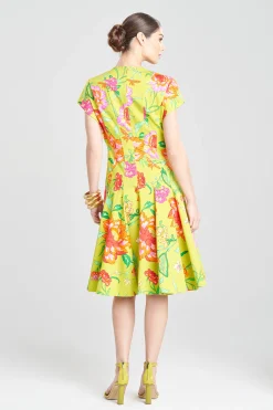 Natori Dresses|Wedding Guest Dresses-Junko Cotton Chino Pleated Dress