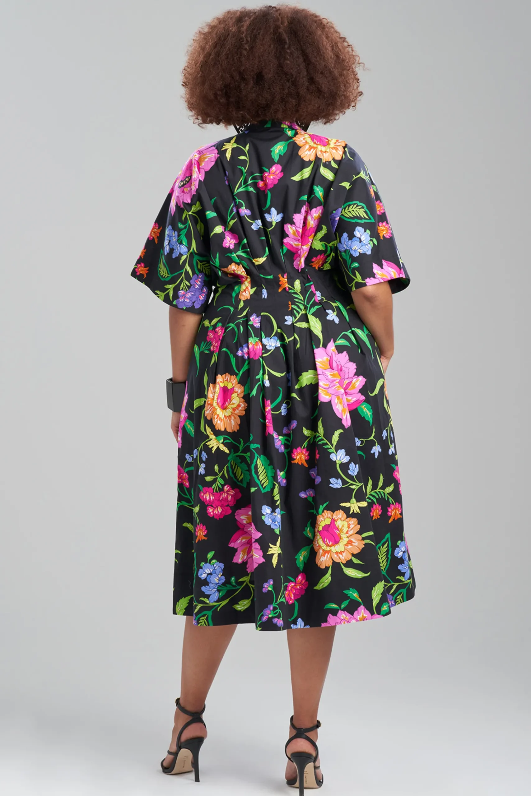 Natori Dresses|Wedding Guest Dresses-Junko Cotton Poplin Mandarin Dress