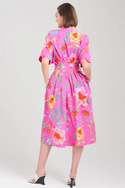 Natori Dresses|Wedding Guest Dresses-Junko Cotton Poplin Mandarin Dress