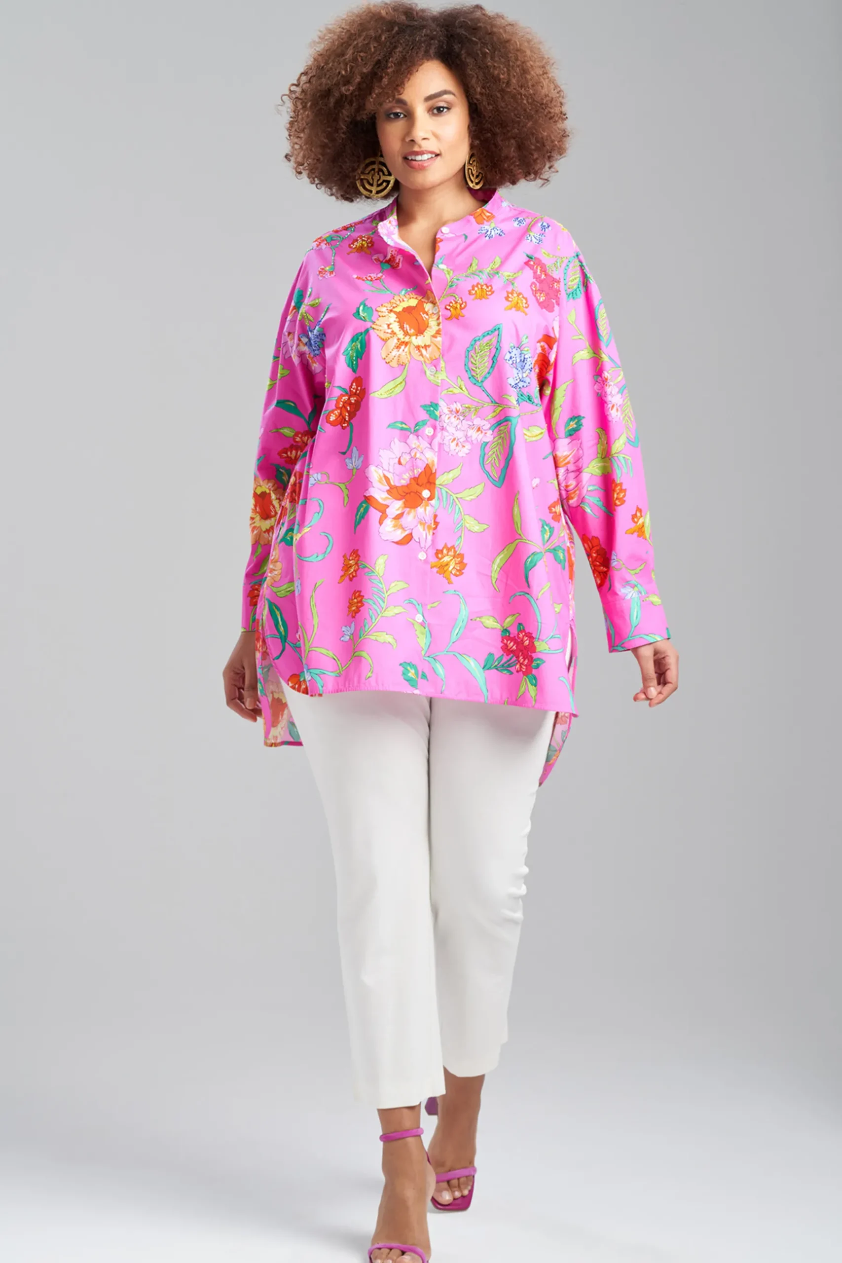 Natori Tops, Shirts & Tunics-Junko Cotton Poplin Oversized Mandarin Top
