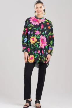 Natori Tops, Shirts & Tunics-Junko Cotton Poplin Oversized Mandarin Top