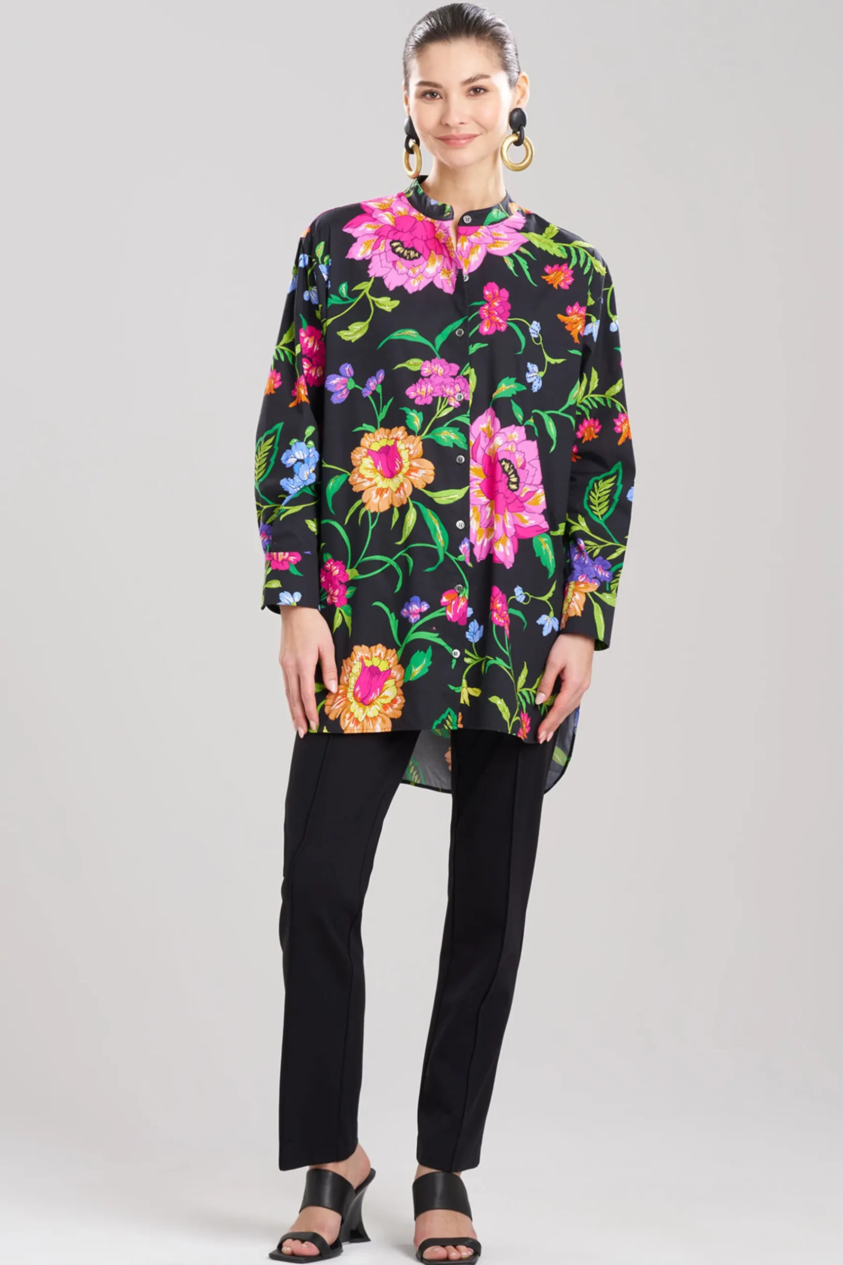 Natori Tops, Shirts & Tunics-Junko Cotton Poplin Oversized Mandarin Top