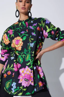 Natori Tops, Shirts & Tunics-Junko Cotton Poplin Oversized Mandarin Top