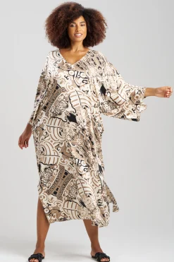 Natori Caftans|Caftan Dresses-Kaleidoscope Satin Caftan