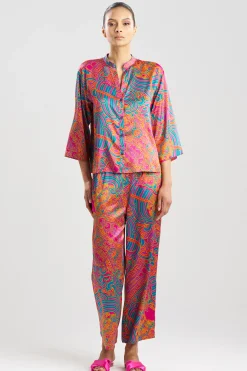 Natori Pajama Sets-Kaleidoscope Satin Mandarin PJ