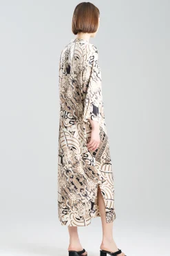 Natori Caftans|Caftan Dresses-Kaleidoscope Satin Zip Caftan