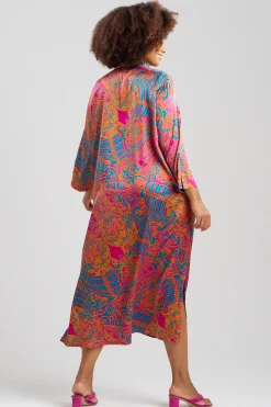 Natori Caftans|Caftan Dresses-Kaleidoscope Satin Zip Caftan