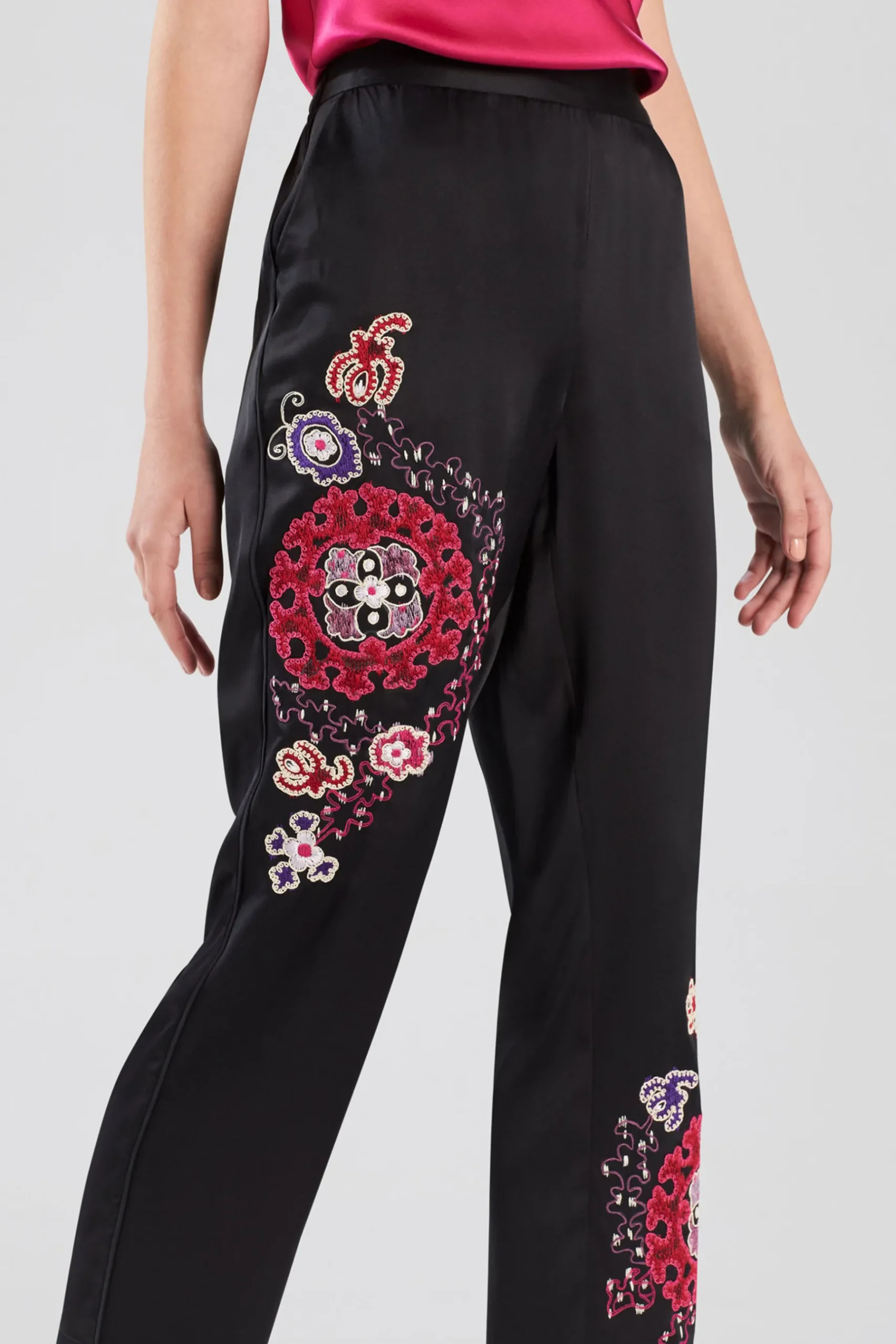 Natori Pajama Bottoms-Kashmir Silk Embroidery Pants