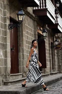 Natori Dresses|Wedding Guest Dresses-Katana Cotton Silk V-Neck Dress