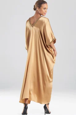 Natori Caftan Dresses-Key Essentials Embellished Cocoon Silk Caftan