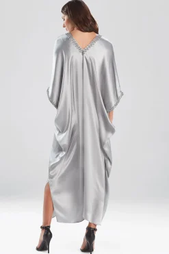 Natori Caftan Dresses-Key Essentials Embellished Cocoon Silk Caftan