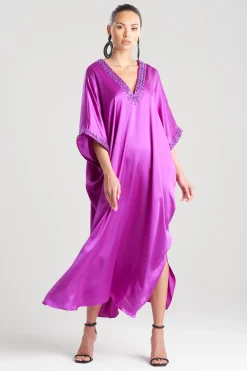 Natori Caftan Dresses-Key Essentials Embellished Cocoon Silk Caftan
