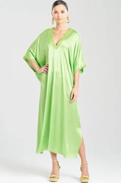 Natori Caftan Dresses-Key Essentials Embellished Cocoon Silk Caftan