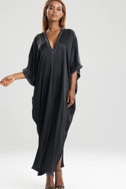 Natori Caftan Dresses-Key Essentials Embellished Cocoon Silk Caftan