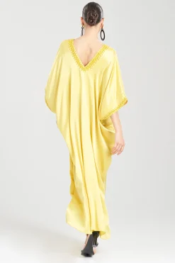 Natori Caftan Dresses-Key Essentials Embellished Cocoon Silk Caftan