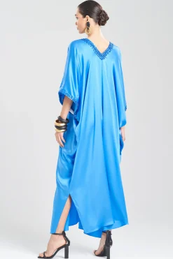 Natori Caftan Dresses-Key Essentials Embellished Cocoon Silk Caftan