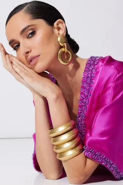 Natori Caftan Dresses-Key Essentials Embellished Cocoon Silk Caftan