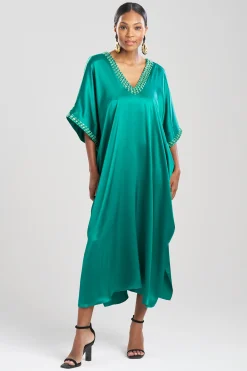 Natori Caftan Dresses-Key Essentials Embellished Cocoon Silk Caftan