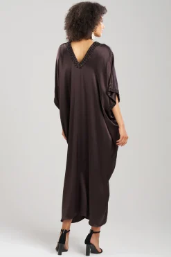 Natori Caftan Dresses-Key Essentials Embellished Cocoon Silk Caftan