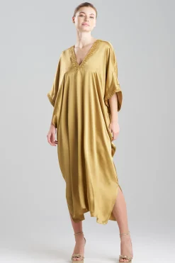 Natori Caftan Dresses-Key Essentials Embellished Cocoon Silk Caftan