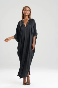 Natori Caftan Dresses-Key Essentials Embellished Cocoon Silk Caftan