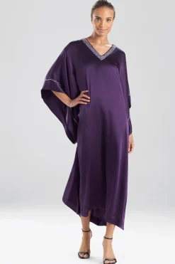 Natori Caftan Dresses-Key Essentials Embroidered Trim Caftan