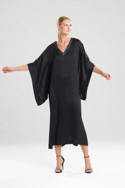 Natori Caftan Dresses-Key Essentials Embroidered Trim Caftan