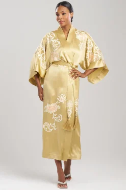 Natori Robes & Kimonos-Key Essentials Embroidered Floral Scroll Tassel Silk Robe