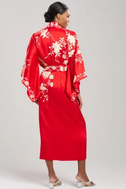 Natori Robes & Kimonos-Key Essentials Embroidered Kimono Tassel Silk Robe