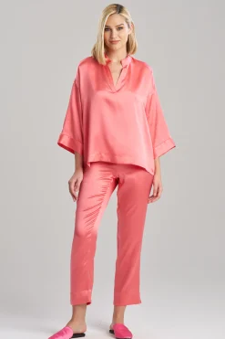 Natori Pajama Sets|Bridesmaid Pajamas & Robes-Key Essentials Mandarin Silk PJ